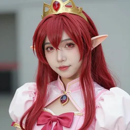 close up shot of cosplayer dressed as princess garnet from the video game final fantasy ix