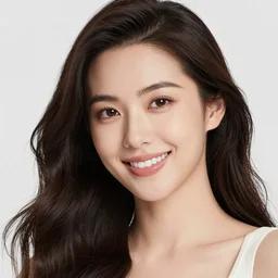 Fine art portrait of the most beautiful woman, she is posing while maintain a sweet eye contact to the camera, she has perfect white teeths