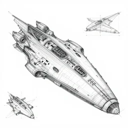 very intricate blueprint schematics of the barbie imperial space cruiser