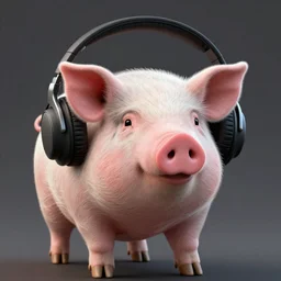 pig with headphones. Wallpaper. Ultra HD, V-ray, Octane Render, 8k, Sharp, Detailed, Maximalism. Stunning