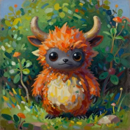 a naturalist, colorful, beautiful painting of a furby in front of a shrub painting by zdzisław beksinski, alfred kubin, trending on artsstation, expressive ductus.