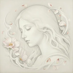 a beautiful intricate painting of a disembodied soul surrounded by flowing flower petals and butterflies, vivid colors, artstation, by jeremy mann, by alphonse mucha,