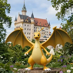 arceus from pokemon in front of the nurnberg castle, photography