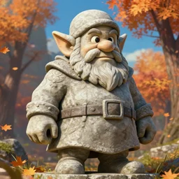 an epic fantasy comic book style portrait painting of a statue of a dwarf made of stone, studio ghibli, unreal 5, daz, hyperrealistic, octane render, cosplay, rpg portrait, dynamic lighting, intricate detail, harvest fall vibrancy, cinematic