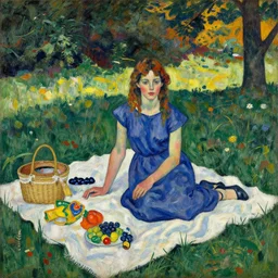 girl at a picnic,, by Egon Schiele