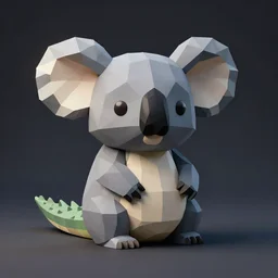 low poly render, by rembrandt, studio lighting, dark background, crocodile koala, paper
