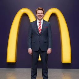 Ronald McDonald wearing a business suit