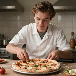 A still of a young Mark Hammill making a pizza, 4k, photograph, ultra realistic, highly detailed, professional lighting