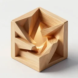 inside a wooden fractal, god rays, 3 d render