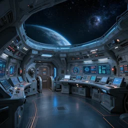 engine room on a starship,, star - field and planet in the background, digital art, highly detailed, trending on artstation, sci - fi