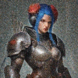 portrait of beautiful young maiden, warhammer, cyber style, cyberpunk armor, a lot of more scars, more and more flowers, blue head, some red water, the middle ages, highly detailed, artstation, illustration, artgerm sylvari portrait, 8 k quality, art by jean delville