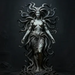 full body portrait medusa by h r giger, ultra detailed, dark, gothic