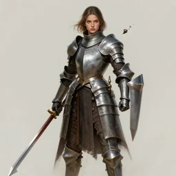 ultra realistic illustration, female knight in heroic pose, art by alex flores