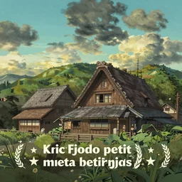 exterior wide shot of kichijouji petit mura in the style studio ghibli and makoto shinkai