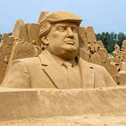 sand sculpture of trump