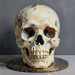 skull cake abstract impressionism style fine painting