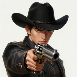 a highly detailed illustration of cha eunwoo as a cowboy wearing black cowboy hat, dramatic wielding gun pose, perfect face, intricate, elegant, highly detailed, centered, digital painting, artstation, concept art, smooth, sharp focus, league of legends concept art, wlop