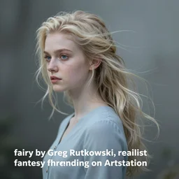 “fairy by Greg Rutkowski, realism, fantasy, trending on Artstation”