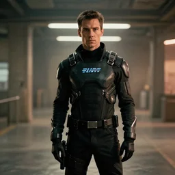 film still blade runner with a man in a techwear outfit