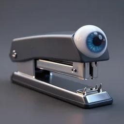 a stapler with eyes and sharp teeth, highly detailed, trending on artstation