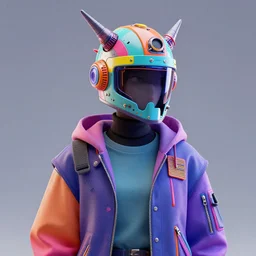 full portrait of a post modern hybrid fashion model with an exuberant war biochemical helmet, colorful, octane render, vray, detailed, halftoned, editorial illustration, matte print, grainy light, ( ( dither ) ), risograph, high contrast, screen print, grainy texture