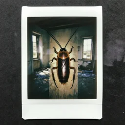1 9 8 9 s polaroid photo of sinister human roach in abandoned house