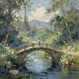 fairyland bridge, outside of time and space, dreamy, romantic, expressive impressionist style, highly detailed, 8 k