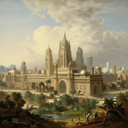 The city of Mumbai in 2050, by Canaletto, trending on ArtStation, masterpiece