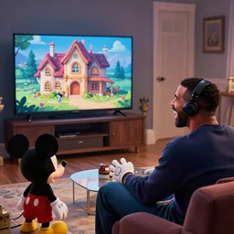 Drake watching mickey mouse clubhouse on his tv and laughing