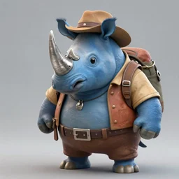 An anthropomorphic blue rhino wearing adventurer's clothing, highly detailed, digital painting, artstation, concept art, smooth, sharp focus, studio light, by Justin Gerard,