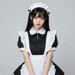 emo goth girl in a maid outfit