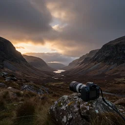 landscape photography, scotland, in color, cinematic, dramatic lighting, mountains, clouds, sunrise, beautiful, 1 4 mm lens, canon 5 dsr, best of flickr, national geographic