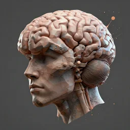 an intricately detailed ultra - realistic unreal engine 5 rendering of a portrait of brain with polygonal background, paint splatters, concept art, intricate details, highly detailed, photorealistic, octane render, 8 k uhd art by kilian eng