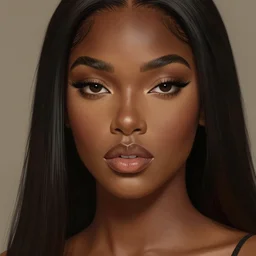 A bust of a beautiful dark skinned Dominican Republic girl with large lips and smooth eyebrows and straight hair, HD, illustration, epic, fantasy, intricate, elegant, amazing detail, digital painting, artstation, concept art, smooth, sharp focus, illustration, art by Turine Tran