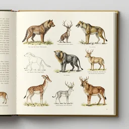 page scan of fantasy zoology book, diagrams and illustrations, insanely detailed, informative texts and graphs