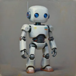 oil painting of robot boy hybrid