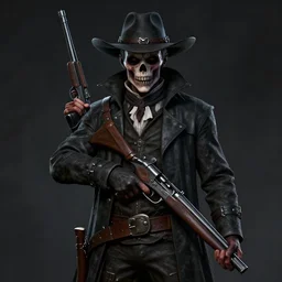 a portrait of a plague doctor gunslinger, dark fantasy, horror, western, hell, ultrafine detailed digital pencil art by frank frazetta and vito acconci and and takeshi obata and mike mignola, death note style, colored, symmetric body, cgsociety, sharp focus, detailed face, looking at the camera