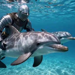 Underwater photo of a beautiful medieval knight by Trent Parke, close up, dolphins, shadows, metallic patterns, clean, detailed