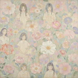 breathtaking detailed concept art painting pattern blend of flowers and girls, by hsiao - ron cheng, bizarre compositions, exquisite detail, pastel colors, 8 k