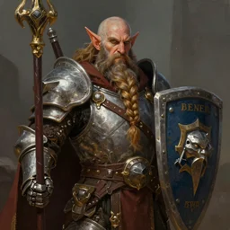 a detailed portrait of a heavily armored holy dwarf cleric with a long braided beard holding a giant shield, by justin gerard and greg rutkowski, digital art, realistic painting, dnd, character design, trending on artstation
