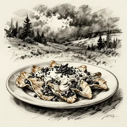 chilaquiles, sketch by ernst haekl, ink by frank miller