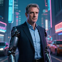 cyborg Nicolas Sarkozy in a cyberpunk city, neon lights, award wining photograph, 8K UHD, very very very very very very very very very very very very very very very very very very very very very beautiful