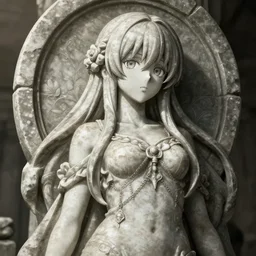 isekai pretty goth anime girl stone statue, stylized, beautiful lineart, depth focus, rankings pixiv, artstation, procreate, soft lighting, srgb, 4 k artstation, hdr, cinematic, by kadokawa, nitroplus, mihoyo, kodansha, shogakukan