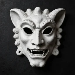 wet plate photography, dark background, gargoyle mask by beksinski