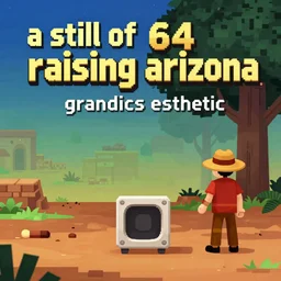 “ a still of raising arizona, nintendo 6 4 graphics aesthetic ”