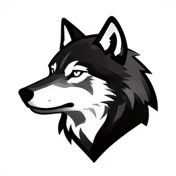 silouette of a wolf head, vector art, line art