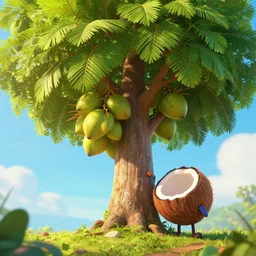 of the kokotree ( of the kokotree ), coconut, coconut, cartoon, cartoon, highly detailed vfx, cinematic, volumetric lighting,