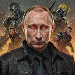 cell shaded portrait of a cyborg vladimir putin mark zuckerberg with glowing red eyes looking at the camera as Borderlands 3 concept art, llustration, post grunge, concept art by josan gonzales and wlop, by james jean, Victo ngai, David Rubín, Mike Mignola, Laurie Greasley, highly detailed, sharp focus, intricate, Trending on Artstation, HQ, deviantart, art by artgem