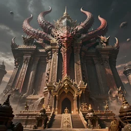 hyper realistic picture of a massive temple in hell, sharp focus, digital art, epic composition, dynamic lighting, intricate, highly detailed, 8 k, unreal engine, blender render