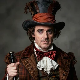 Jim Carrey as mad hatter. epic game portrait. Highly detailed. D&D art by Michelangelo